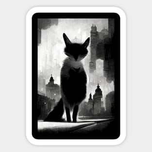 Stray cat in the big city Sticker